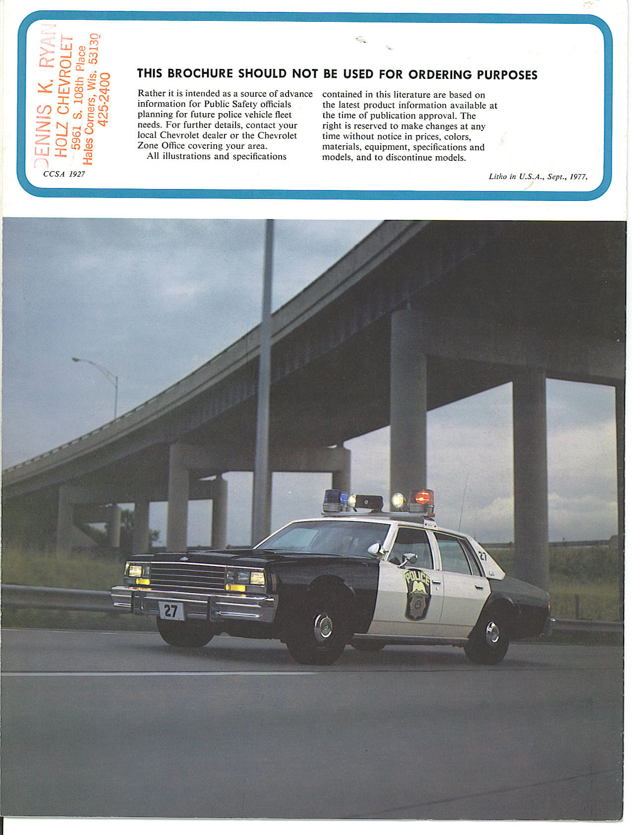 1978 Chevrolet Police Vehicles Brochure Page 5
